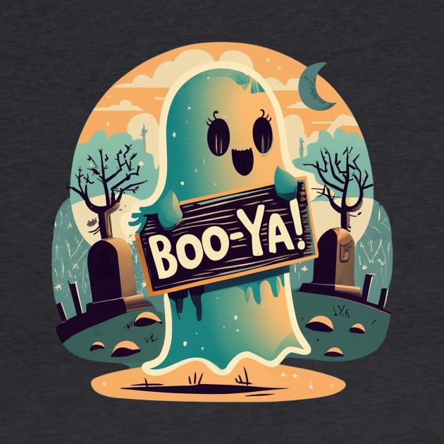 Boo-Ya! Retro Halloween shirt, is the perfect seasonal gift for Mom, Dad, Kids. by Fifth Kitty